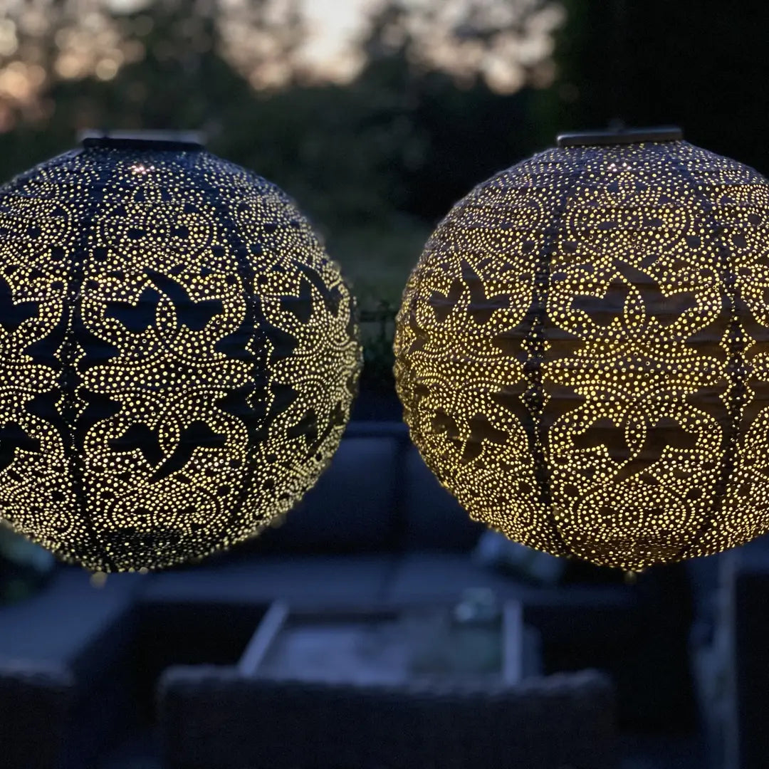 Rund solcelle-lanterne, taupe, Ø: 20 cm H: 18 cm