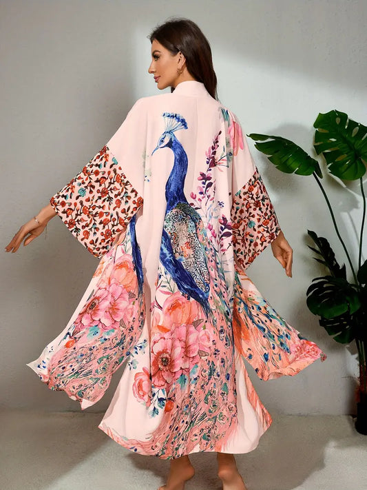 Kimono rosa - Påfugl