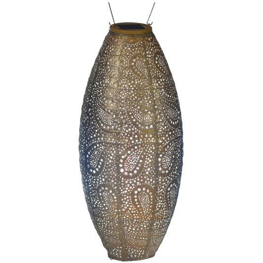 Høj oval solcelle-lanterne, mat guld Ø: 20 cm H: 45 cm